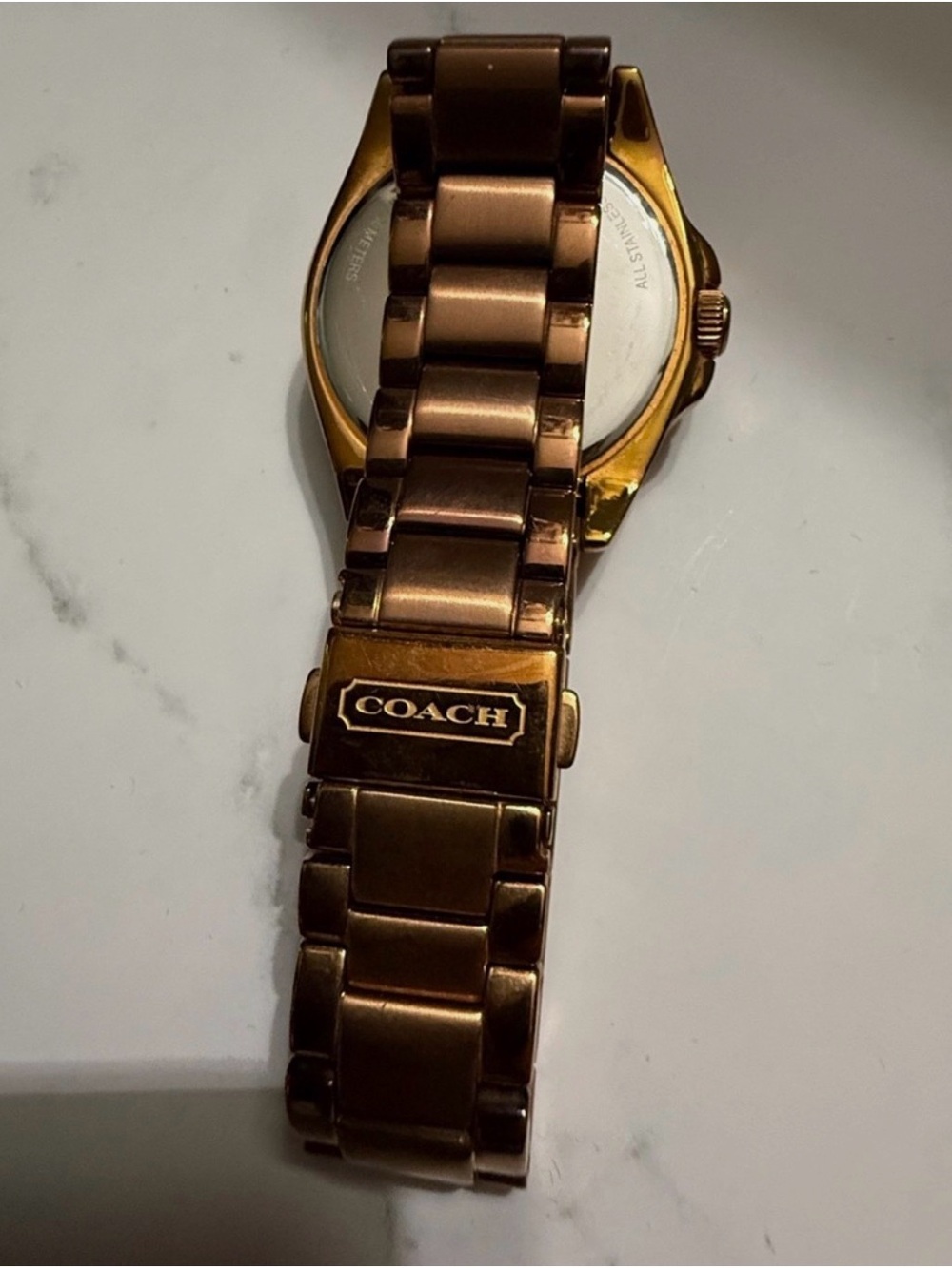 Coach Rose Gold-Tone Signature Link Watch - Picture 9 of 10